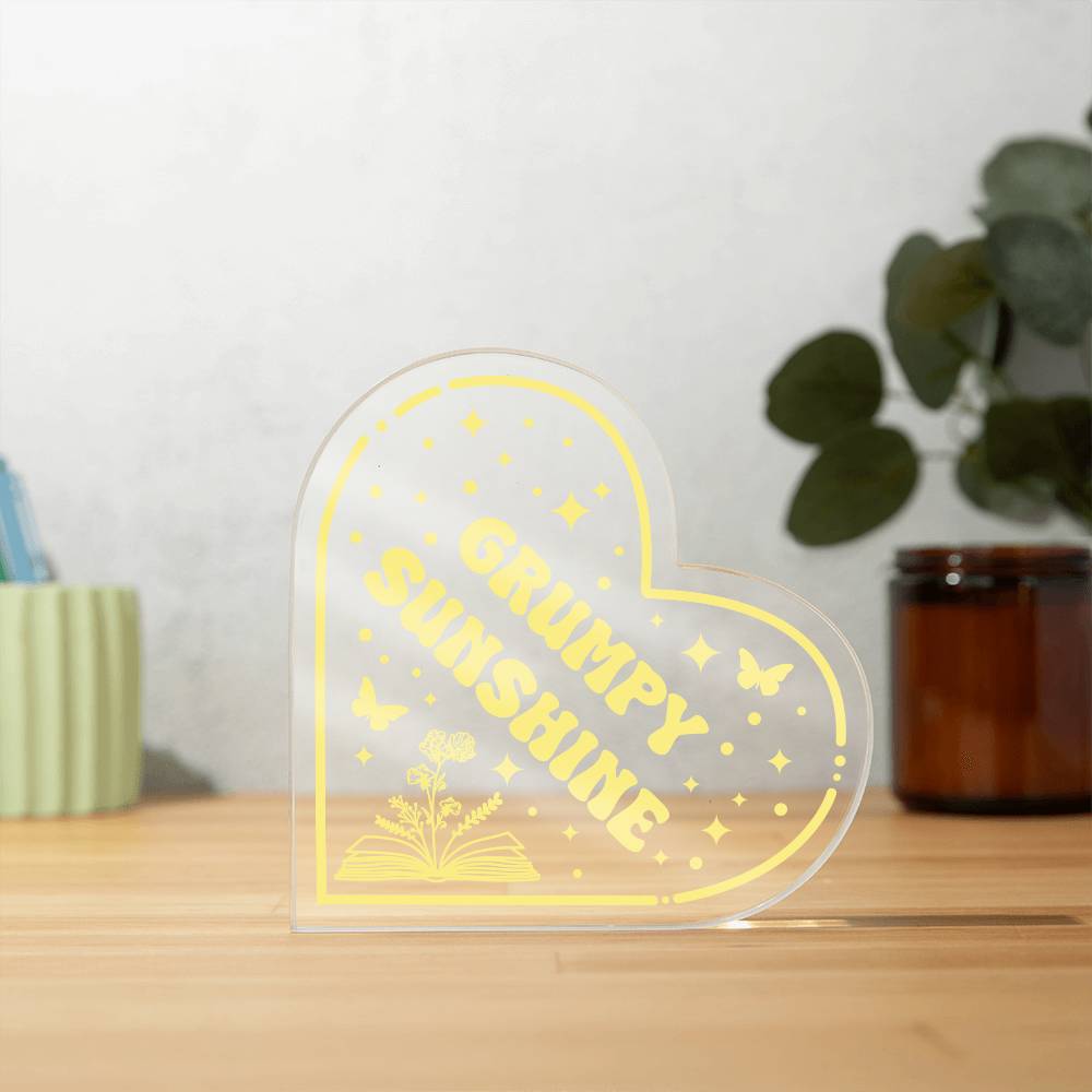 Bookshelf Decor Book Tropes Grumpy Sunshine Smut Book Reader Acrylic Heart Library Sign Stand, Reader's Gift for Sister, Best Friend, Daughter, Mom, Wife, Girlfriend