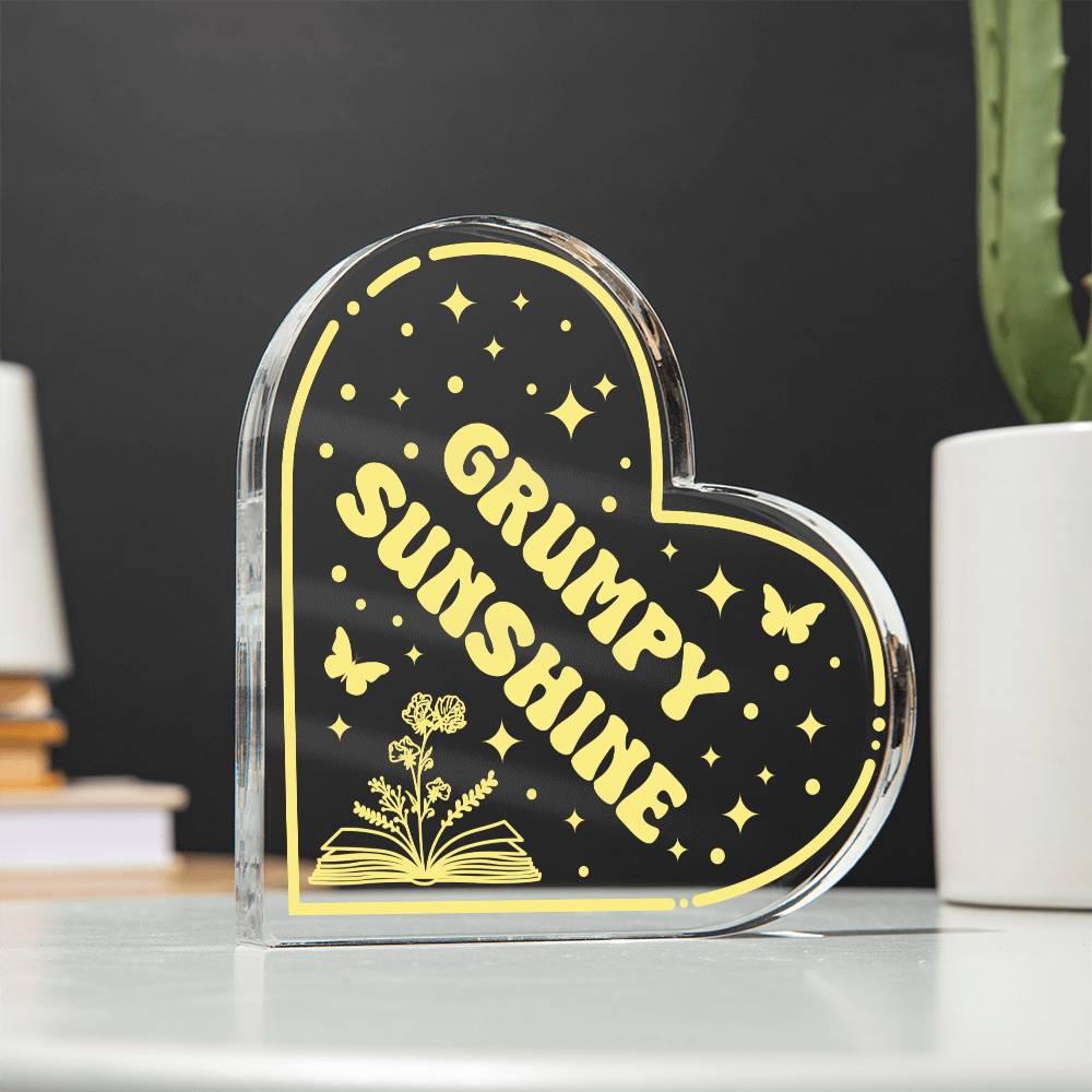 Bookshelf Decor Book Tropes Grumpy Sunshine Smut Book Reader Acrylic Heart Library Sign Stand, Reader's Gift for Sister, Best Friend, Daughter, Mom, Wife, Girlfriend