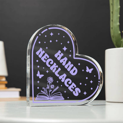 Bookish Bookshelf Decor Good Girl Hand Necklaces Smut Book Reader Acrylic Heart Plaque Sign Stand, Reader's Gift for Sister, Best Friend, Daughter, Mom, Wife, Girlfriend