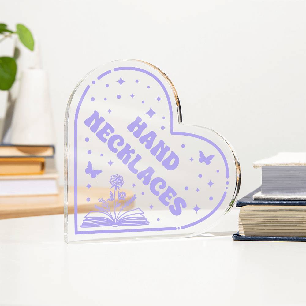 Bookish Bookshelf Decor Good Girl Hand Necklaces Smut Book Reader Acrylic Heart Plaque Sign Stand, Reader's Gift for Sister, Best Friend, Daughter, Mom, Wife, Girlfriend