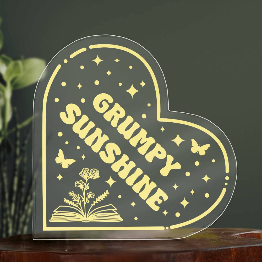 Bookshelf Decor Book Tropes Grumpy Sunshine Smut Book Reader Acrylic Heart Library Sign Stand, Reader's Gift for Sister, Best Friend, Daughter, Mom, Wife, Girlfriend