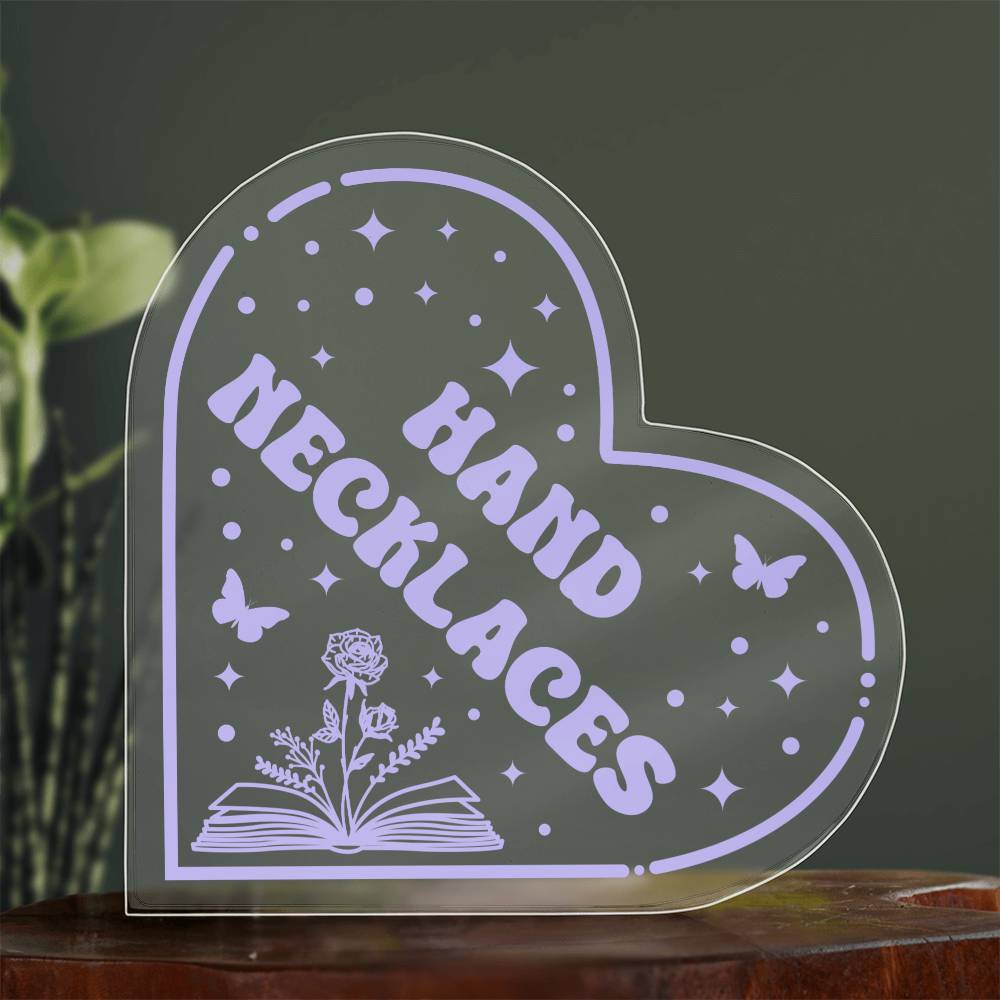 Bookish Bookshelf Decor Good Girl Hand Necklaces Smut Book Reader Acrylic Heart Plaque Sign Stand, Reader's Gift for Sister, Best Friend, Daughter, Mom, Wife, Girlfriend