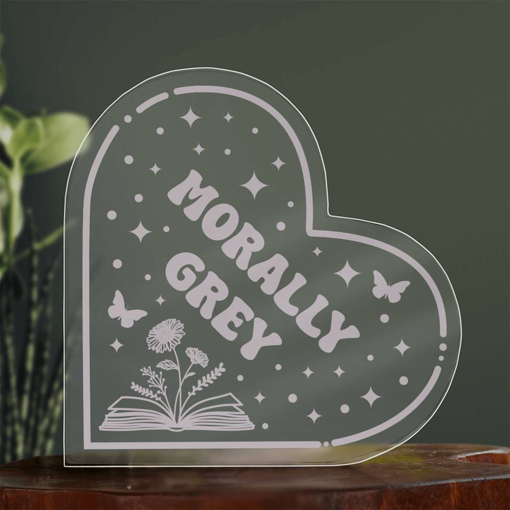 Bookish Bookshelf Decor Book Tropes Morally Grey Smut Book Reader Acrylic Heart Plaque Sign Stand, Reader's Gift for Sister, Best Friend, Daughter, Mom, Wife, Girlfriend