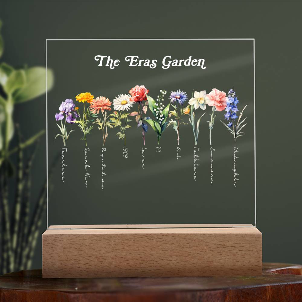 Flowers Floral Garden Music Fan Album List White Text Acrylic Plaque