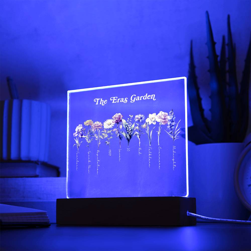 Flowers Floral Garden Music Fan Album List White Text Acrylic Plaque