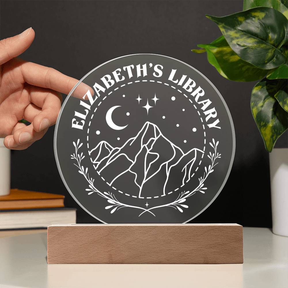 Smutty Fantasy Personalized Library Bookshelf Acrylic LED Plaque Sign, Book Nook Book Lover Gift for Sister, Best Friend, Girlfriend, Daughter, Colleague