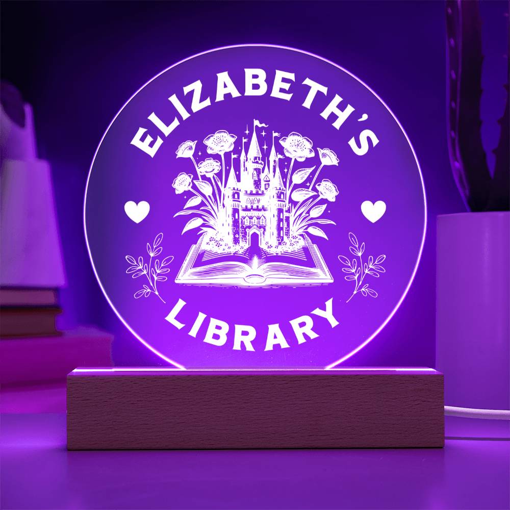 Personalized Fantasy Acrylic Library Bookshelf Sign with Wooden or LED Stand, Bookish Reader Home Decor, Book Lover Gift for Sister, Best Friend, Daughter