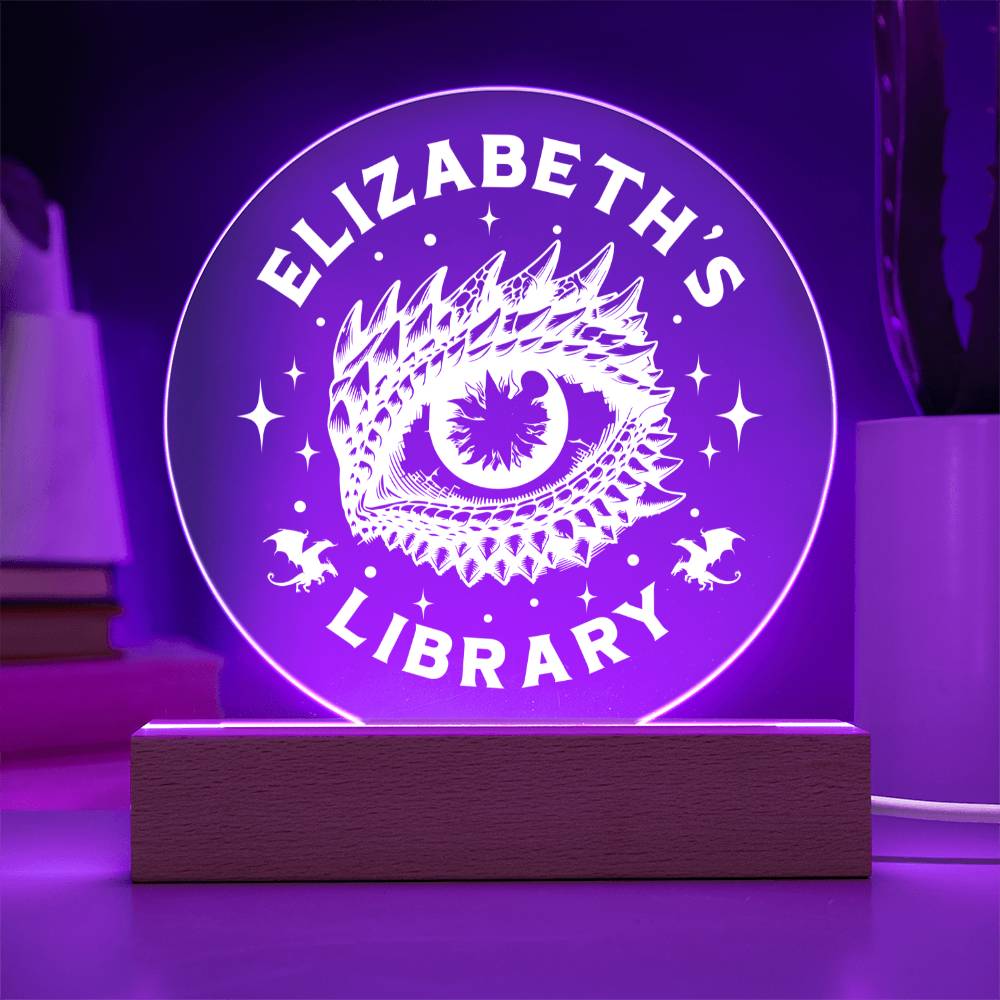 Custom Name Dragon Library Sign, Book shelf Nook with Wooden or LED Stand, Bookish Reader Home Decor, Book Lover Reader Gift for Sister, Best Friend, Daughter