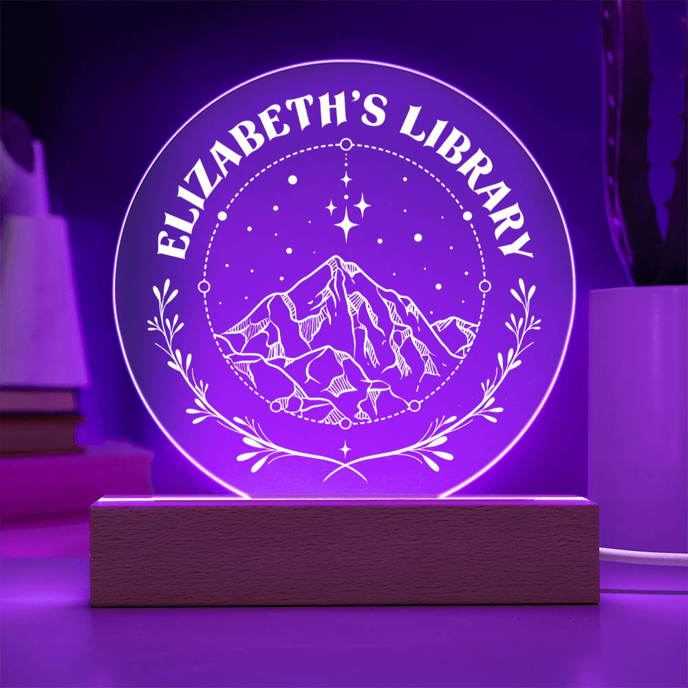 Custom Fantasy Era Library Bookshelf Acrylic LED Plaque Sign, Book Nook Romantasy Lover Gift for Sister, Best Friend, Wife, Girlfriend, Daughter, Coworker