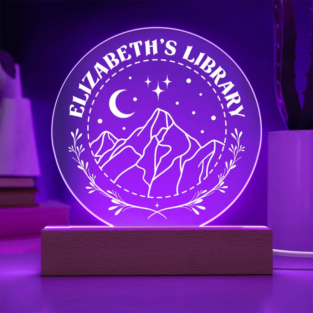 Smutty Fantasy Personalized Library Bookshelf Acrylic LED Plaque Sign, Book Nook Book Lover Gift for Sister, Best Friend, Girlfriend, Daughter, Colleague