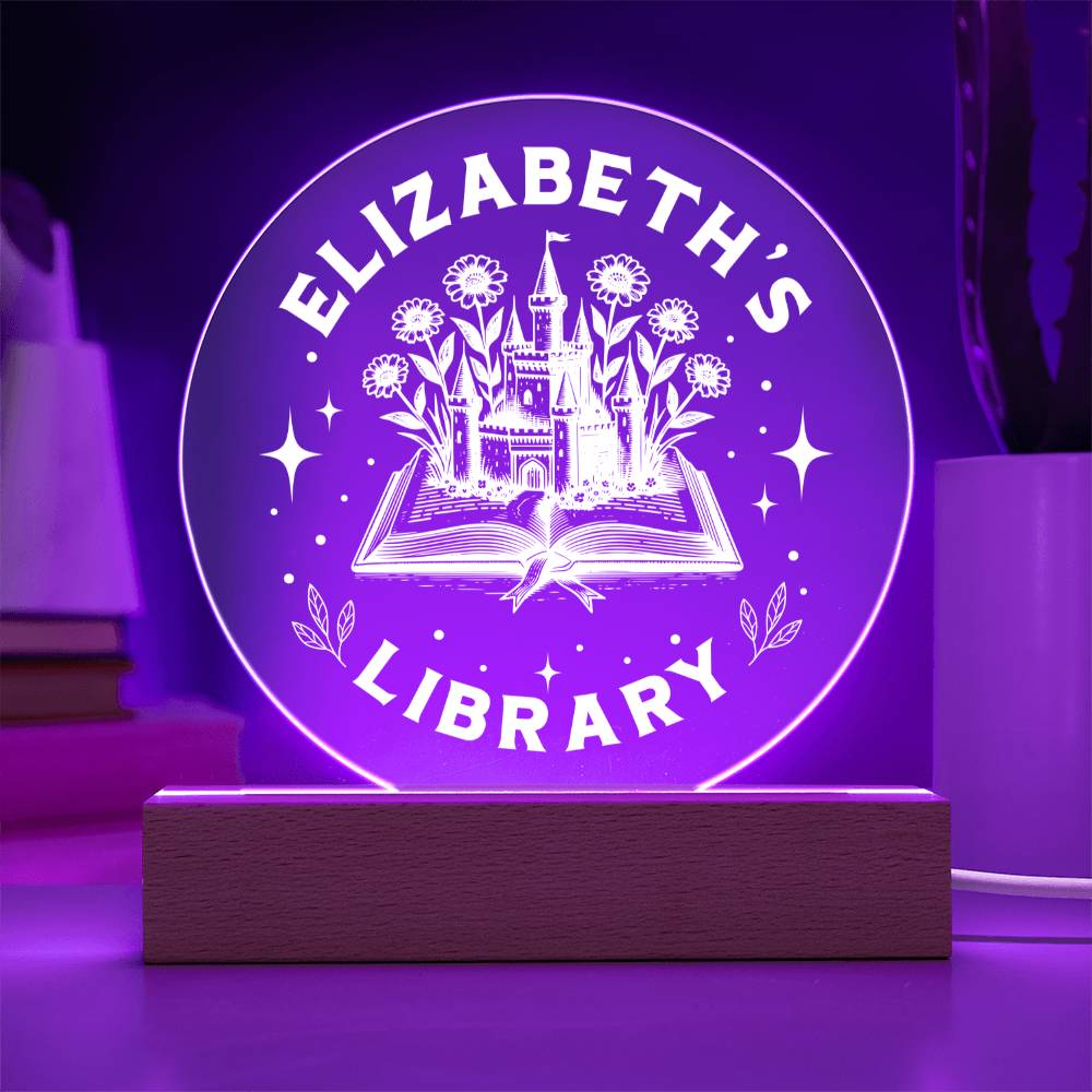 Personalized Acrylic Library Bookshelf Sign, Book Nook with Wooden or LED Stand, Bookish Reader Home Decor, Book Lover Gift for Sister, Best Friend, Daughter