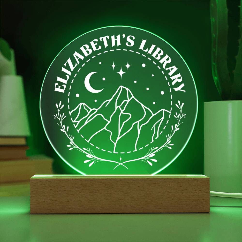 Smutty Fantasy Personalized Library Bookshelf Acrylic LED Plaque Sign, Book Nook Book Lover Gift for Sister, Best Friend, Girlfriend, Daughter, Colleague