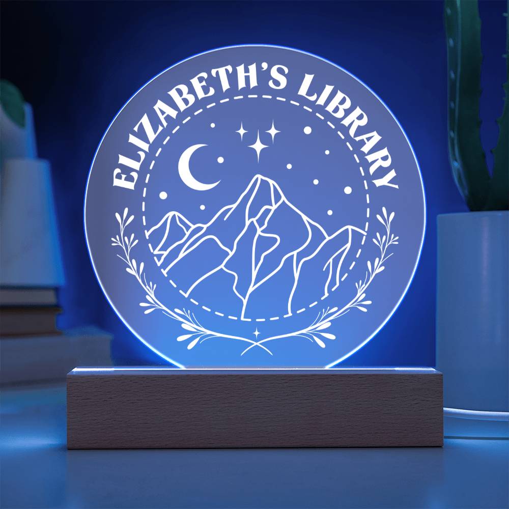 Smutty Fantasy Personalized Library Bookshelf Acrylic LED Plaque Sign, Book Nook Book Lover Gift for Sister, Best Friend, Girlfriend, Daughter, Colleague