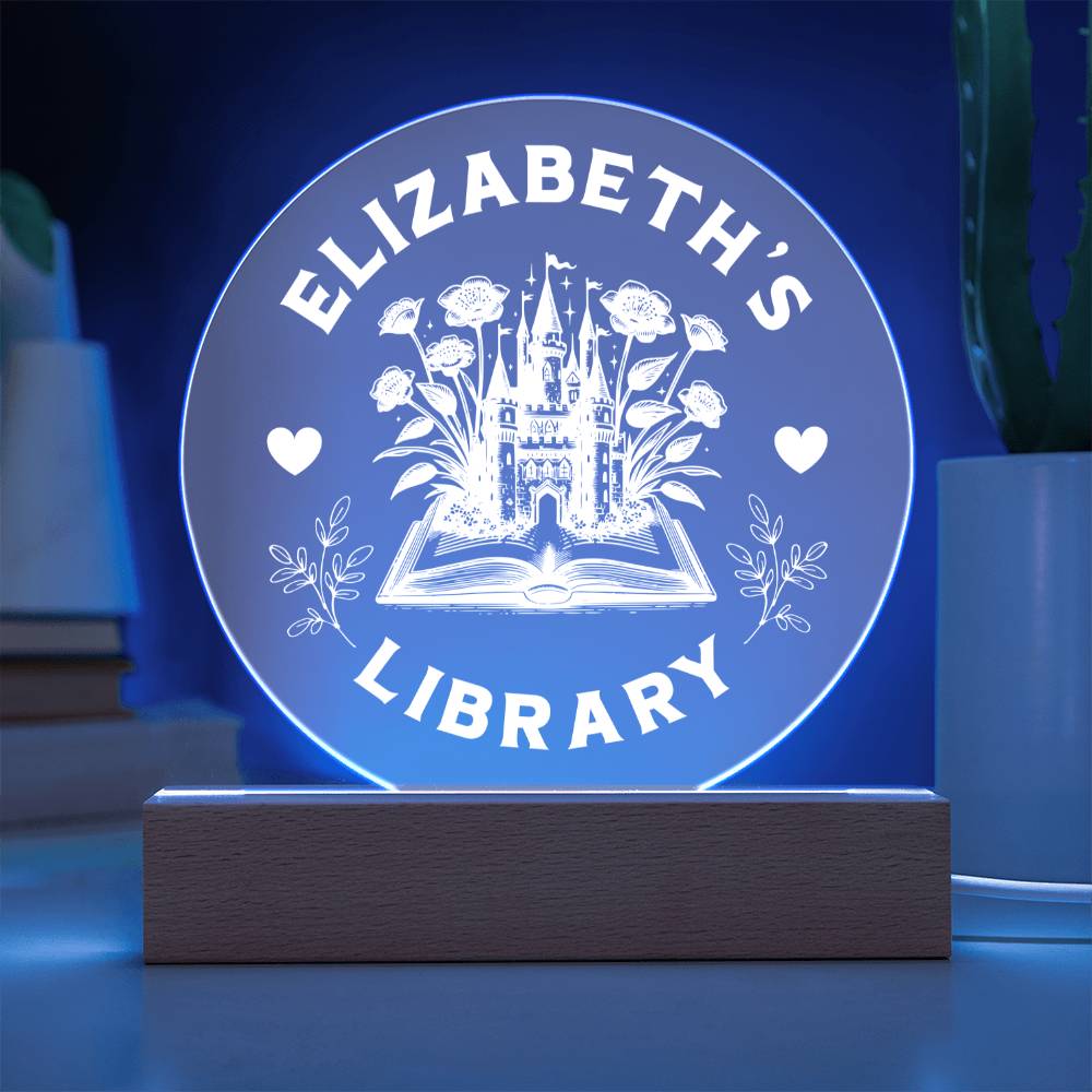 Personalized Fantasy Acrylic Library Bookshelf Sign with Wooden or LED Stand, Bookish Reader Home Decor, Book Lover Gift for Sister, Best Friend, Daughter