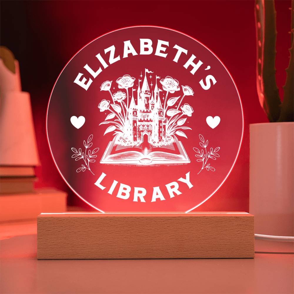 Personalized Fantasy Acrylic Library Bookshelf Sign with Wooden or LED Stand, Bookish Reader Home Decor, Book Lover Gift for Sister, Best Friend, Daughter