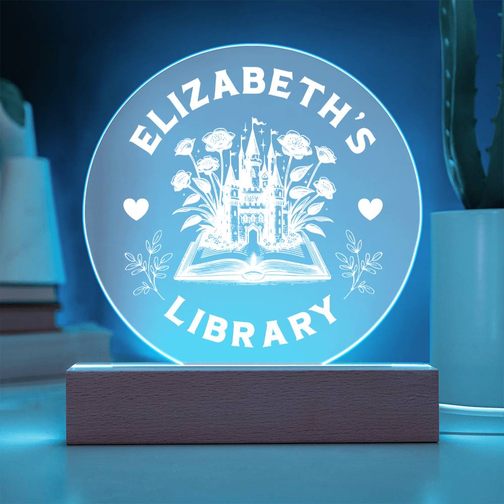 Personalized Fantasy Acrylic Library Bookshelf Sign with Wooden or LED Stand, Bookish Reader Home Decor, Book Lover Gift for Sister, Best Friend, Daughter