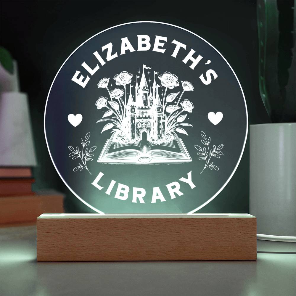 Personalized Fantasy Acrylic Library Bookshelf Sign with Wooden or LED Stand, Bookish Reader Home Decor, Book Lover Gift for Sister, Best Friend, Daughter