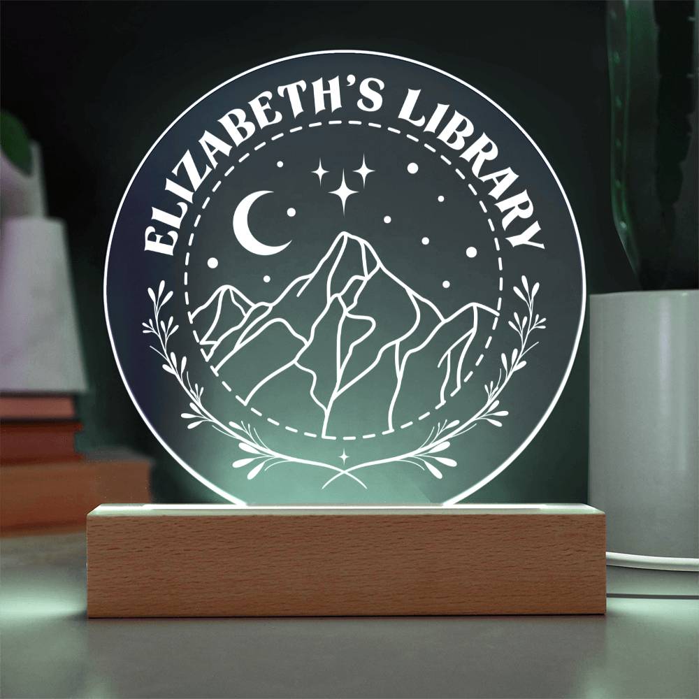 Smutty Fantasy Personalized Library Bookshelf Acrylic LED Plaque Sign, Book Nook Book Lover Gift for Sister, Best Friend, Girlfriend, Daughter, Colleague