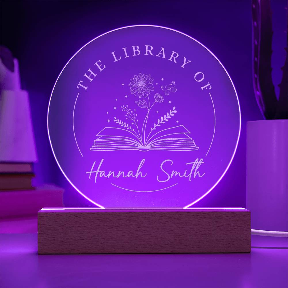 Personalized Booktrovert Chrysanthemum Book Reader Gift November Birth Flower Engraved LED Acrylic Wooden Base