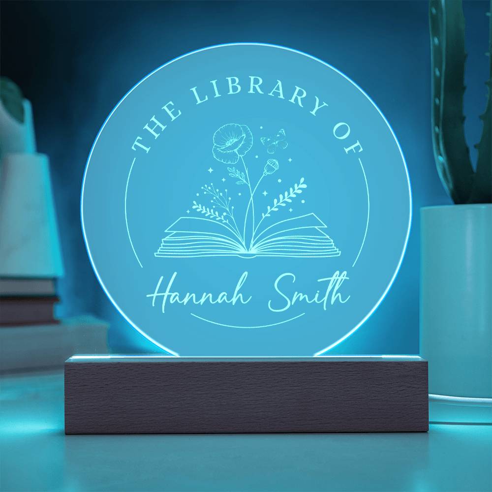 new Personalized Book Nerd Name Poppy Reader Bookish Gift August Month Birth Flower Engraved LED Acrylic Wooden Base