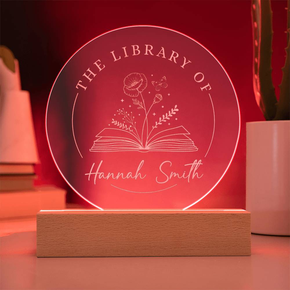 new Personalized Book Nerd Name Poppy Reader Bookish Gift August Month Birth Flower Engraved LED Acrylic Wooden Base