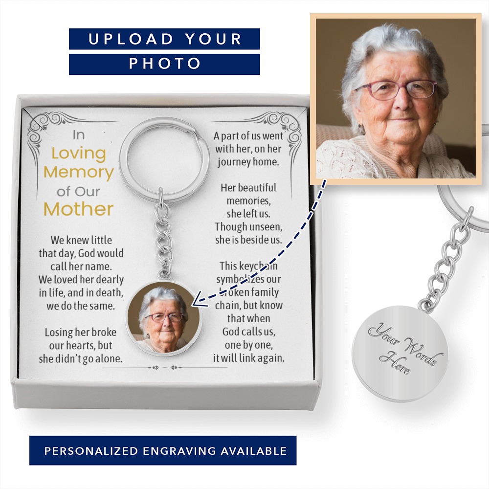 Memorial Gift Keepsake for Remembrance Loss Of Mother Photo Upload Engraving Keychain