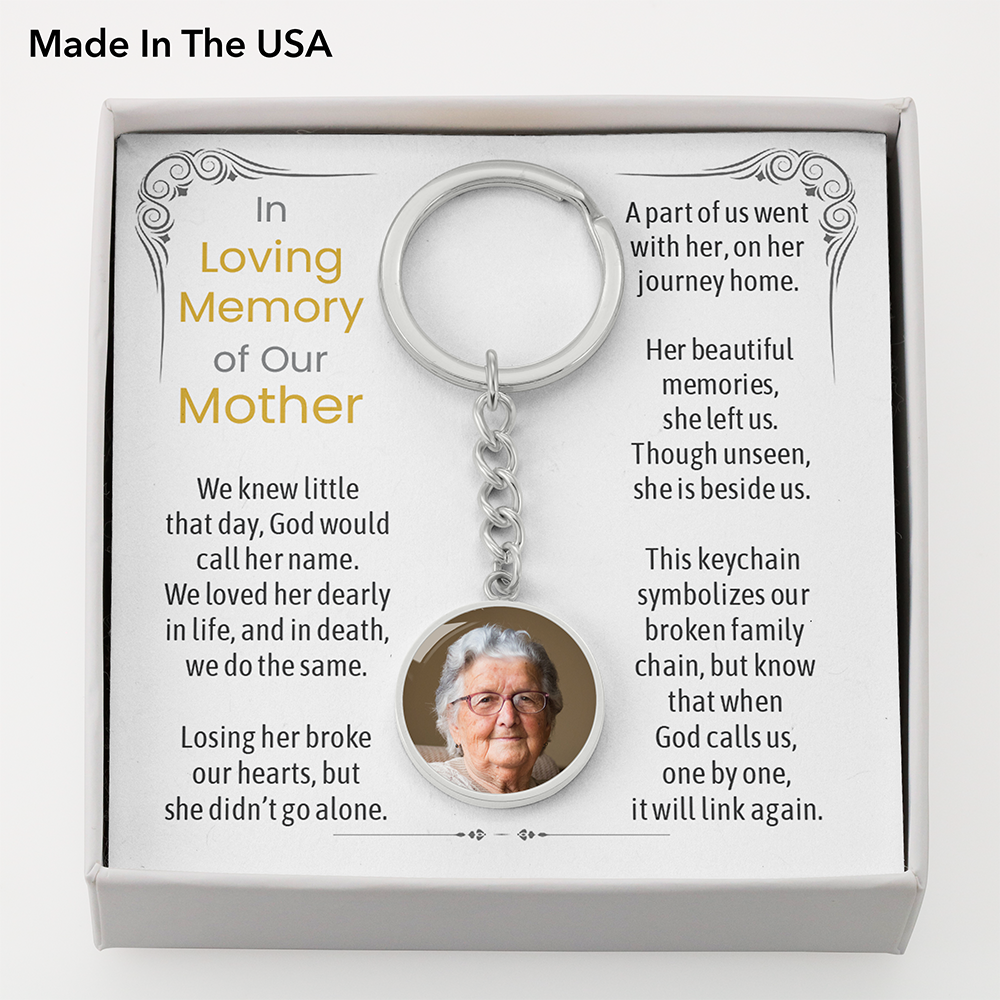 Memorial Gift Keepsake for Remembrance Loss Of Mother Photo Upload Engraving Keychain