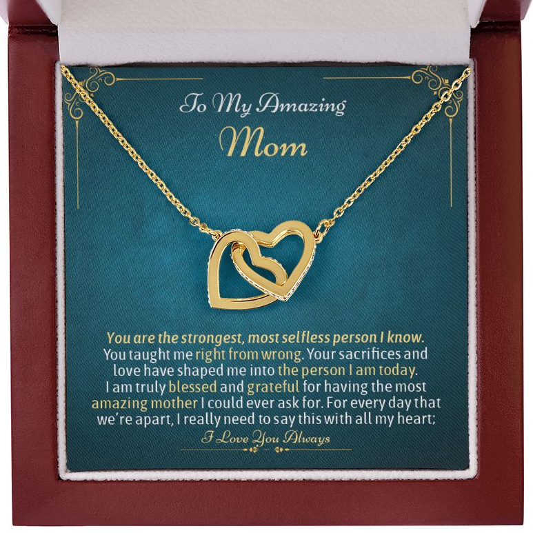 Jewelry For Mother Mom Blessed Grateful Interlocking Hearts Necklace